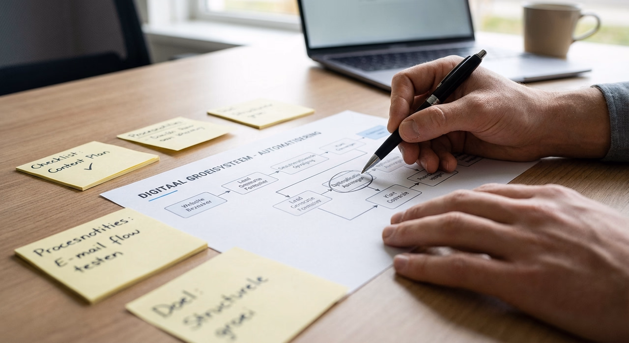 Gedetailleerde processkaart met workflow diagrammen en automatiseringstappen voor bedrijfsoptimalisatie