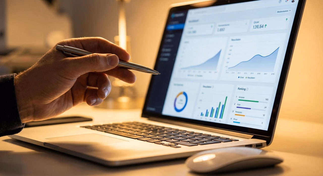 Detail van SEO-data analyse en zoekmachineoptimalisatie strategie op scherm