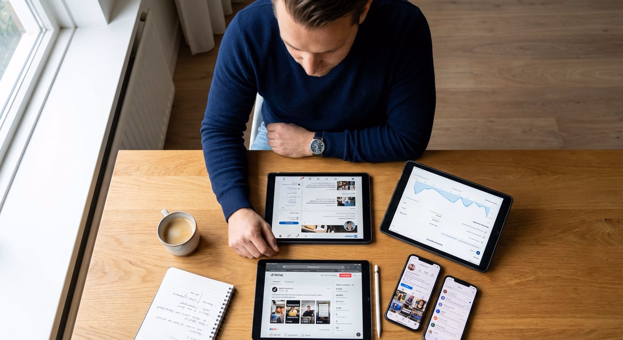 Ondernemers beheren sociale media kanalen op meerdere apparaten tegelijk