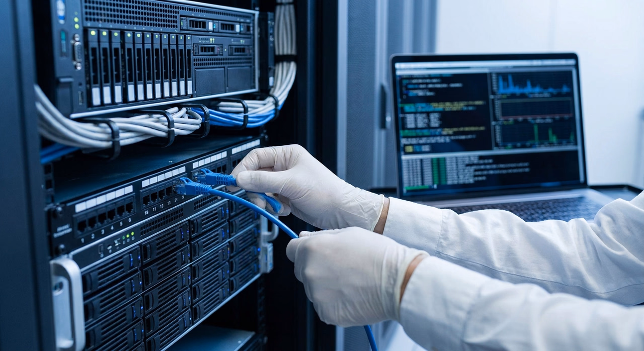 Systeembeheerder configureert professionele server voor stabiele, snelle bedrijfswebsite Systeembeheerder configureert professionele server voor stabiele, snelle bedrijfswebsite