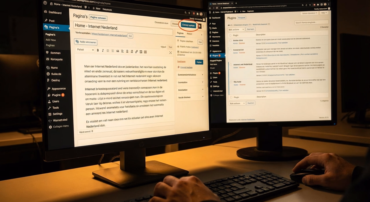 WordPress dashboard editor interface met contentbeheerfuncties