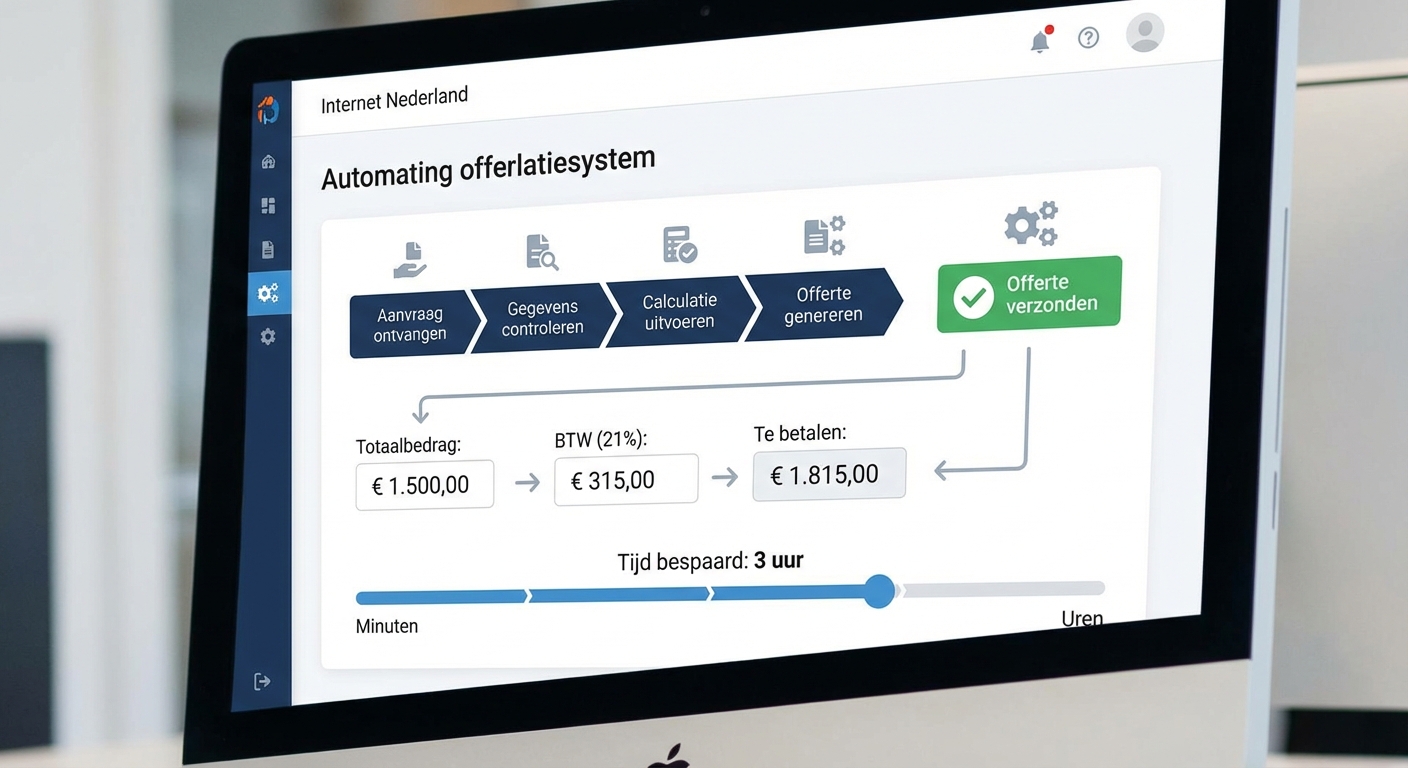 Geautomatiseerd offerteproces dashboard met AI berekeningen en workflow stappen