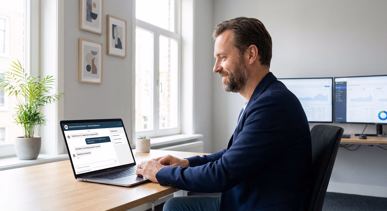 Ondernemer bespaart tijd met AI klantenservice automatisering op zijn werkplek