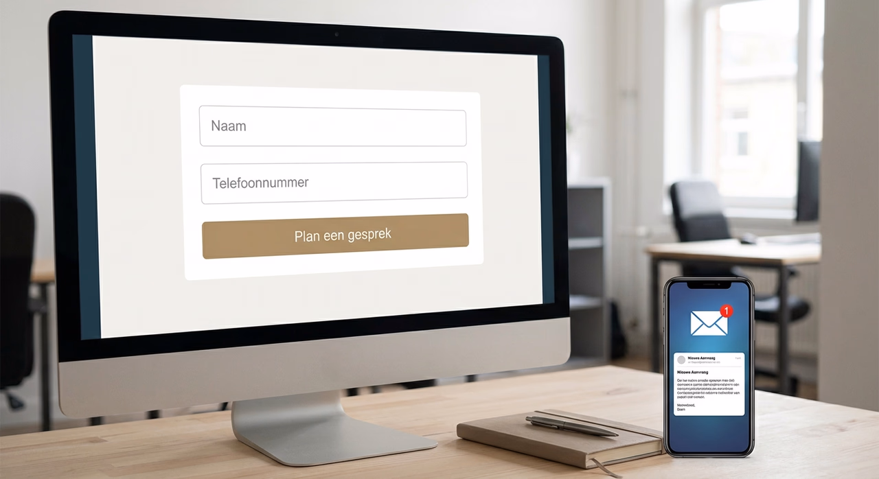 Close-up van eenvoudig websiteformulier dat meer online leads via formulier oplevert