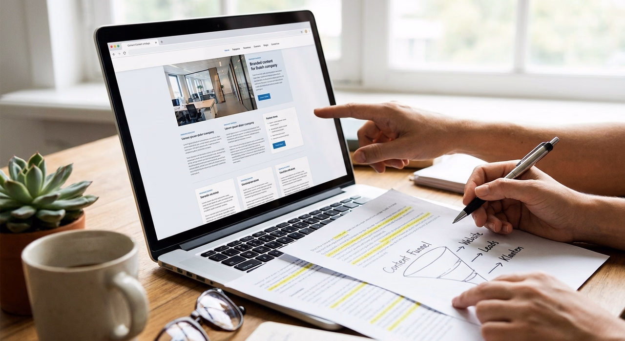 Detailfoto van branded content artikel als onderdeel van digitaal groeisysteem voor MKB Detailfoto van branded content artikel als onderdeel van digitaal groeisysteem voor MKB