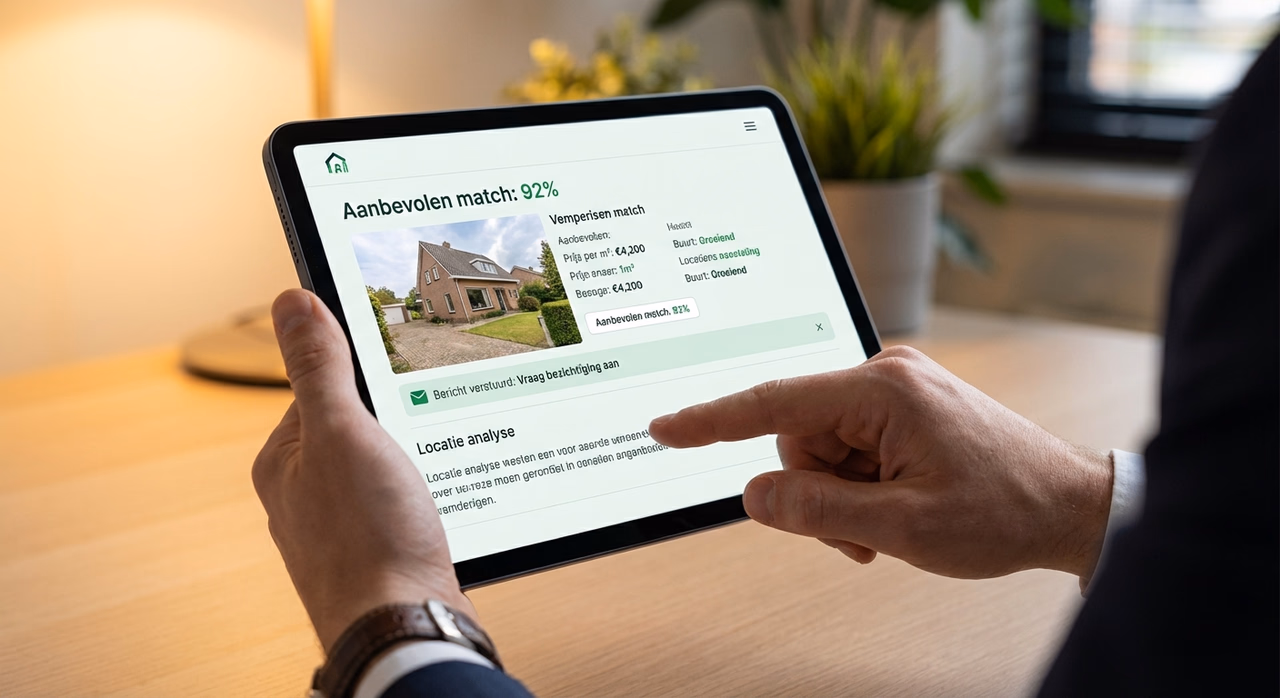 AI woningmatchings systeem op tablet voor makelaars