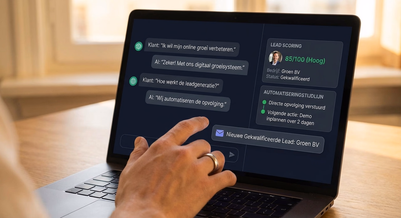 AI-verkoopagent interface toont geautomatiseerde leadkwalificatie en opvolging