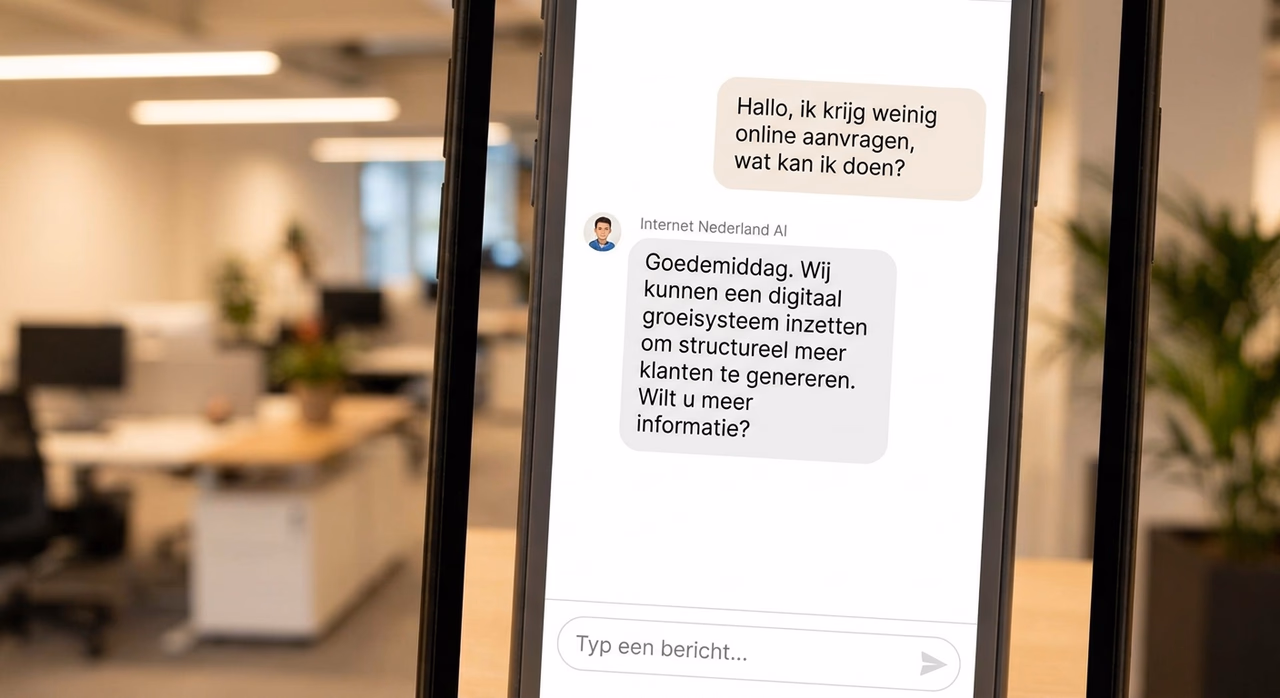 Chatbot interface op smartphone met automatische AI-antwoord op klantenvraag Chatbot interface op smartphone met automatische AI-antwoord op klantenvraag