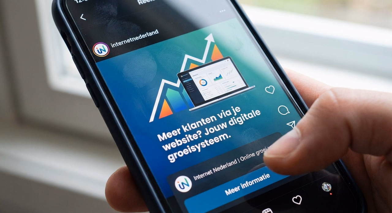 Instagram Reel advertentie op telefoonscherm met professionele creatieve content