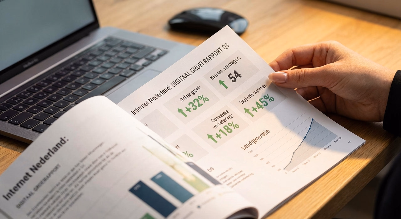 Marketing rapport met KPI's en groei-statistieken voor bedrijfsresultaten