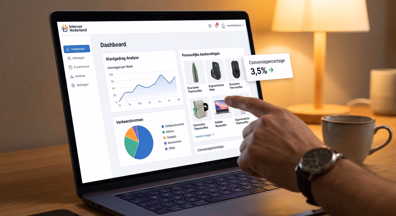 AI-powered e-commerce dashboard showing personalized product recommendations and analytics