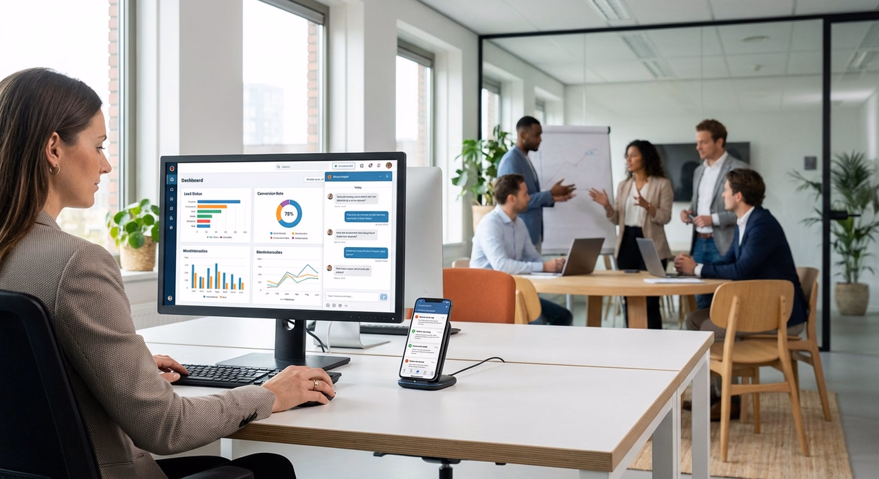 Verkoopmedewerker met AI-verkoop agent die automatisch leads kwalificeert