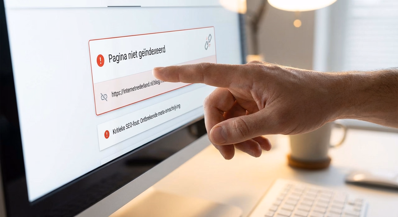Detailed view of technical SEO error highlighted on computer screen during website audit