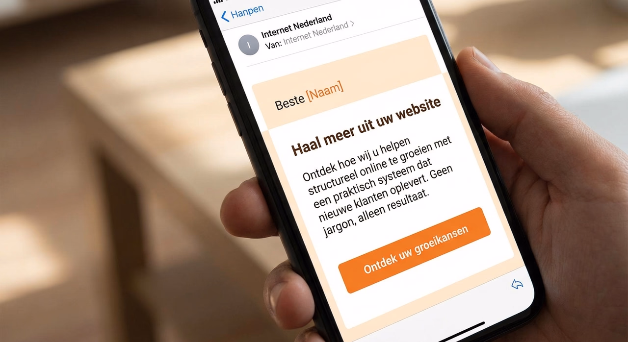 Goed ontworpen e-mailmarketing template met duidelijke call-to-action zichtbaar op smartphone scherm