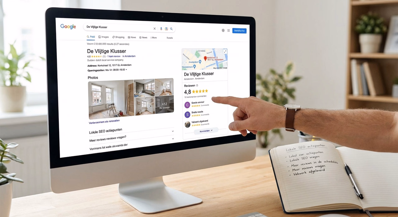 Detailfoto van Google bedrijfsprofiel dat wordt geoptimaliseerd voor lokale SEO